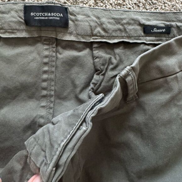 Scotch & Soda Stuart Men’s Chino Pants 36x32 Slim Fit Stretch Cotton Olive Green - Picture 3 of 8